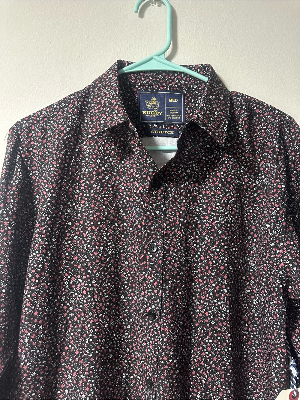 Rugby University Men's Floral Print Stretch Button Down
Shirt Size Medium